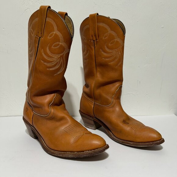 Frye Womens Western Leather Cowboy Boots Size 12 B Tan Embroidered Design - Picture 13 of 13